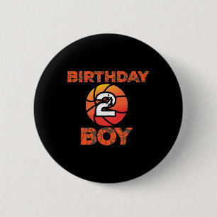 2nd Birthday Basketball Party 2 Years Old Bday Cel Button
