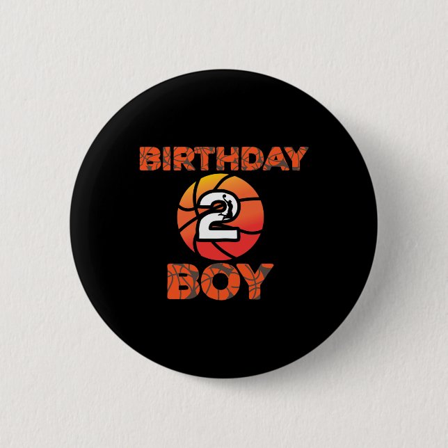 2nd Birthday Basketball Party 2 Years Old Bday Cel Button (Front)