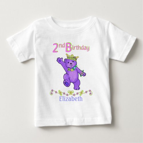 2nd Birthday Bear Princess Custom Name Baby T_Shirt
