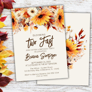 2nd Birthday Beige Fall Floral Invitation