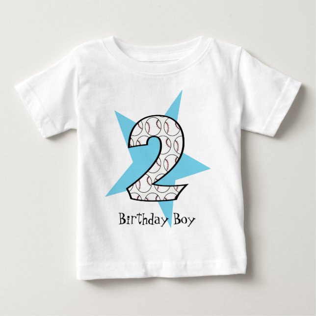 2nd Birthday Blue Baseball Star T-Shirt