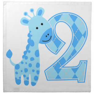 2nd Birthday Blue Giraffe Cloth Napkin