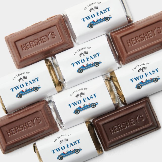 2nd Birthday Blue Racing Car Personalized Name Hershey's Miniatures (Assorted)