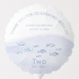 2nd birthday blue sea fish cute illustrated balloon