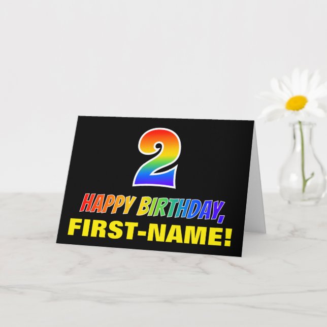2nd Birthday: Bold, Fun, Simple, Rainbow 2 Card (Small Plant)