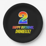 [ Thumbnail: 2nd Birthday: Bold, Fun, Simple, Rainbow 2 Paper Plates ]