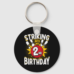 2nd Birthday Bowling Theme Striking Into Birthday  Keychain