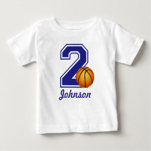 2nd Birthday boy basketball personalized Baby T-Shirt