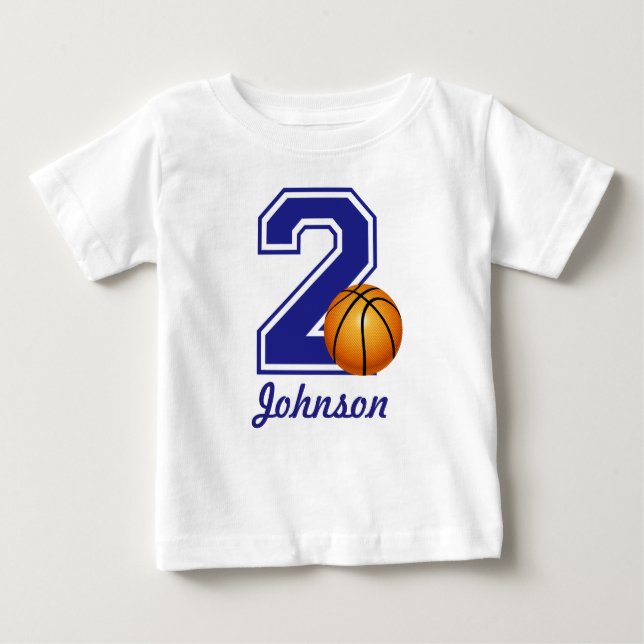 2nd Birthday boy basketball personalized Baby T-Shirt (Front)