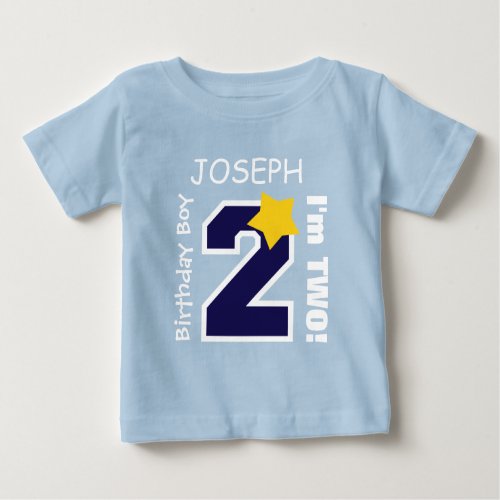 2nd Birthday Boy BLUE One Year Custom Name A01A Baby T_Shirt