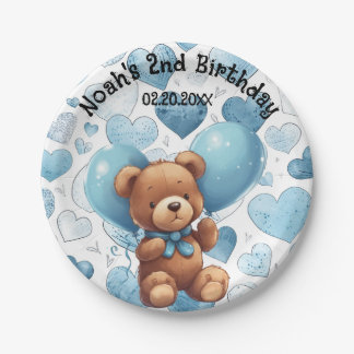 2nd Birthday Boy Custom Name  Paper Plates