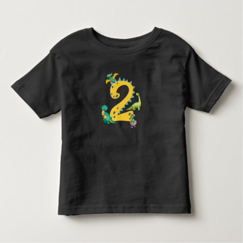2nd birthday boy Dinosaur Trex Dino 2 years old Toddler T_shirt