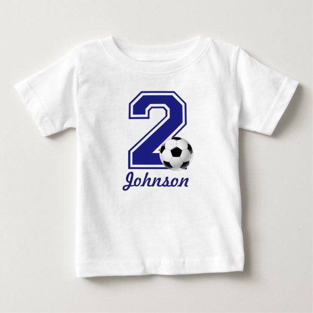 2nd Birthday boy soccer,football personalized Baby T-Shirt (Front)