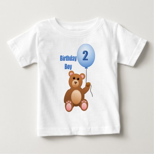 2nd Birthday Boy Teddy Bear Baby T_Shirt