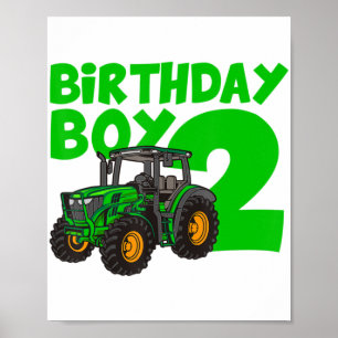 2nd Birthday Boy Tractor Farm 2 Year Old Birthday Poster