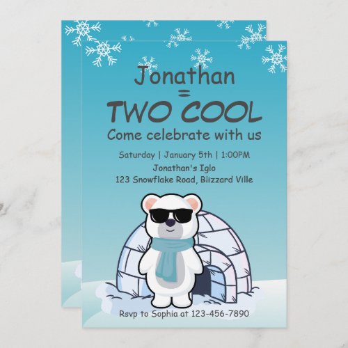 2nd Birthday Boy Two Cool Polar Bear Iglo   Invitation