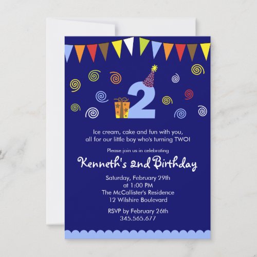 2nd Birthday Boy's Cute Party Invitation