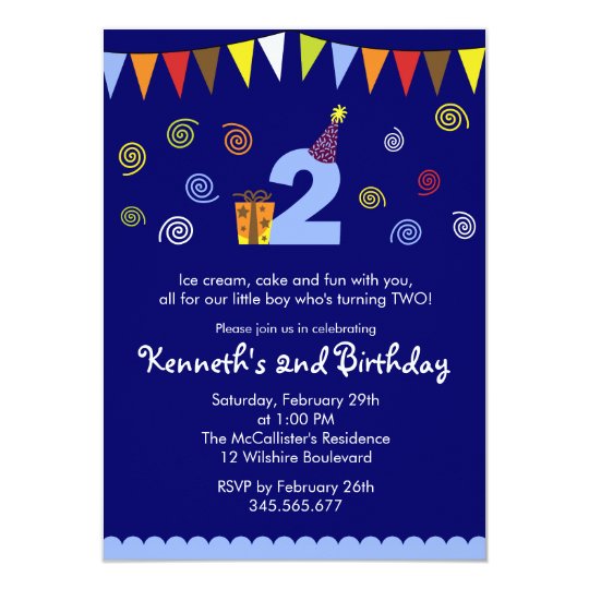 2nd Birthday Boy's Cute Party Invitation