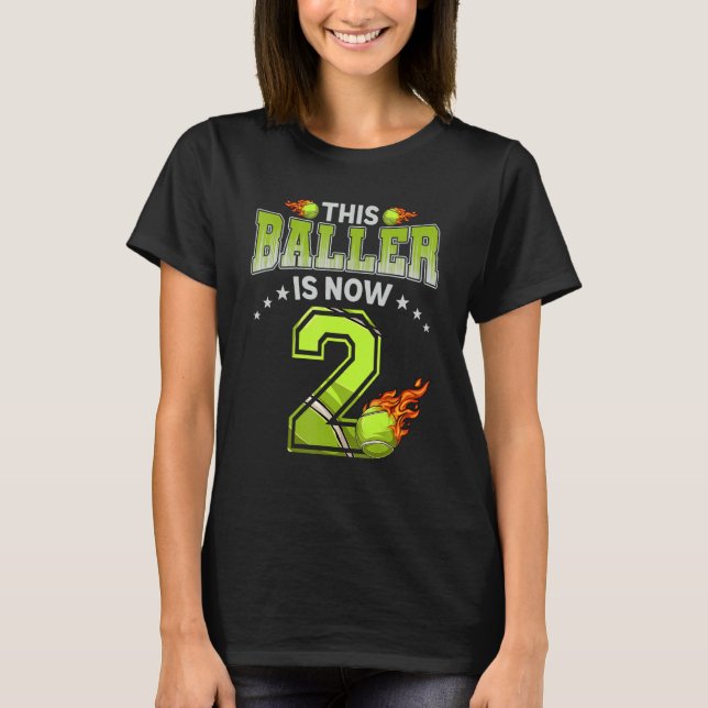 2nd Birthday Boys Tennis Player 2 Years Old Kids B T-Shirt (Front)