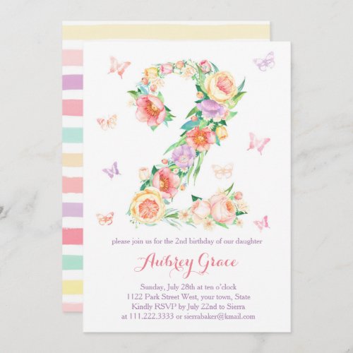 2nd Birthday Butterfly Garden Party invite cards