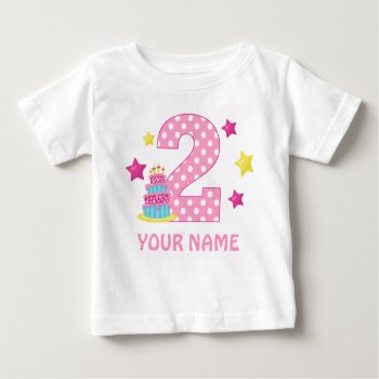 2nd Birthday Cake Girl Personalized T-shirt by mybabytee at Zazzle