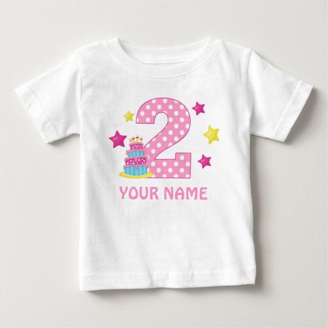 2nd Birthday Cake Girl Personalized T-shirt (Front)