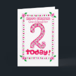 2nd Birthday Card for a Granddaughter<br><div class="desc">A pretty birthday card for a Two-year-old Granddaughter,  with a pretty floral design in shades of pink and green,  made from a handpainted paper collage by Judy Adamson.</div>