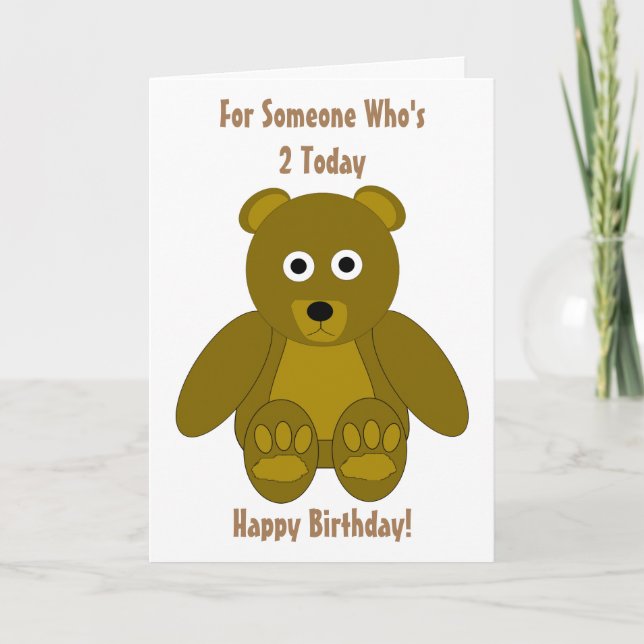 2nd Birthday Card Teddy Bear Design (Front)