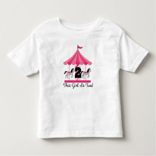 2nd Birthday Carousel Girls Ruffled Tee Shirt