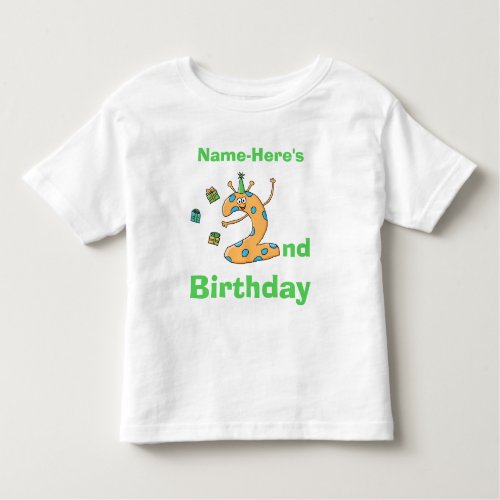 2nd birthday cartoon Custom Name Toddler T_shirt