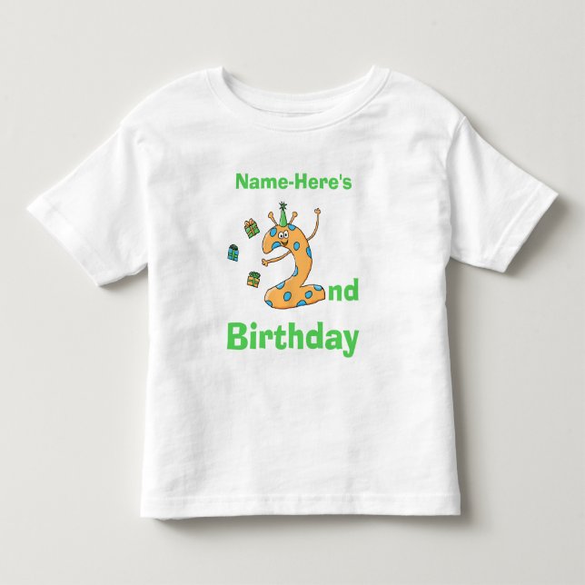 2nd birthday cartoon. Custom Name. Toddler T-shirt (Front)