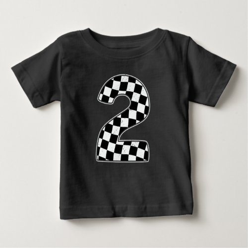 2nd Birthday Checkered Number 2 Car Racing Flag  Baby T_Shirt