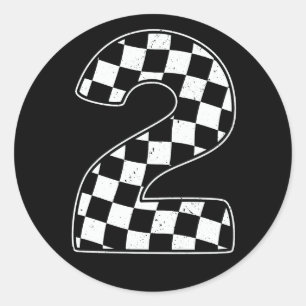 2nd Birthday Checkered Number 2 Car Racing Flag Classic Round Sticker