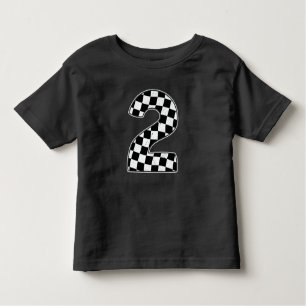 2nd Birthday Checkered Number 2 Car Racing Flag  Toddler T-shirt
