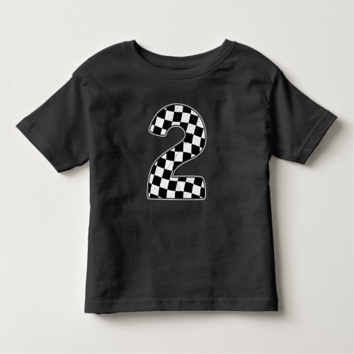 2nd Birthday Checkered Number 2 Car Racing Flag  Toddler T_shirt