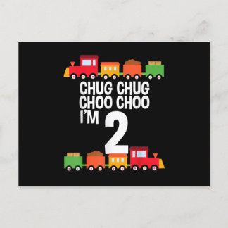 2nd Birthday Chug Chug Choo Choo I'm 2 Train Party Announcement Postcard