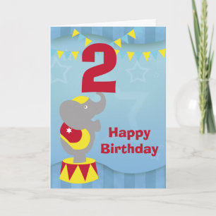 2nd Birthday Circus Elephant Card
