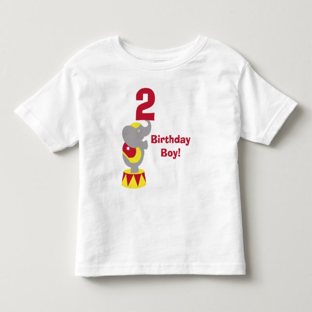 2nd Birthday Circus Elephant T-Shirt (Front)