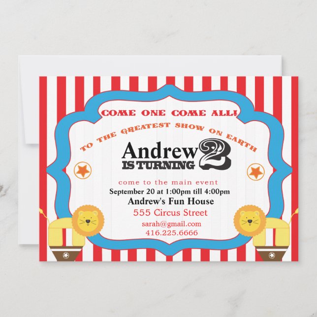 2nd Birthday Circus Invitation (Front)