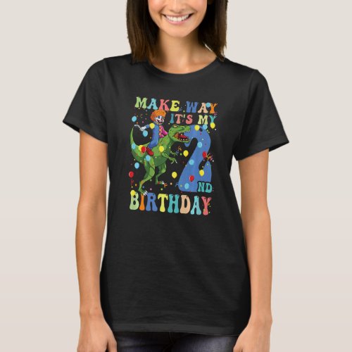 2nd Birthday Clown On Rex Dinosaur For 2 Year Old  T_Shirt