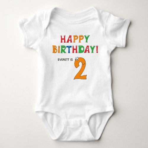 2nd Birthday Colorful Alphabet with First Name Baby Bodysuit