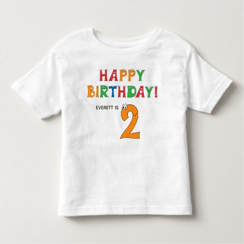 2nd Birthday Colorful Alphabet with First Name Toddler T_shirt