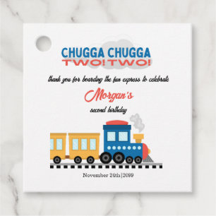 2nd Birthday Colorful Cartoon Train Favor Tags