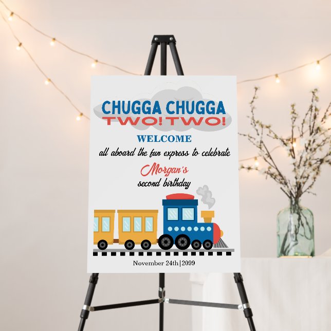2nd Birthday Colorful Cartoon Train  Foam Board (In Situ (Stand))