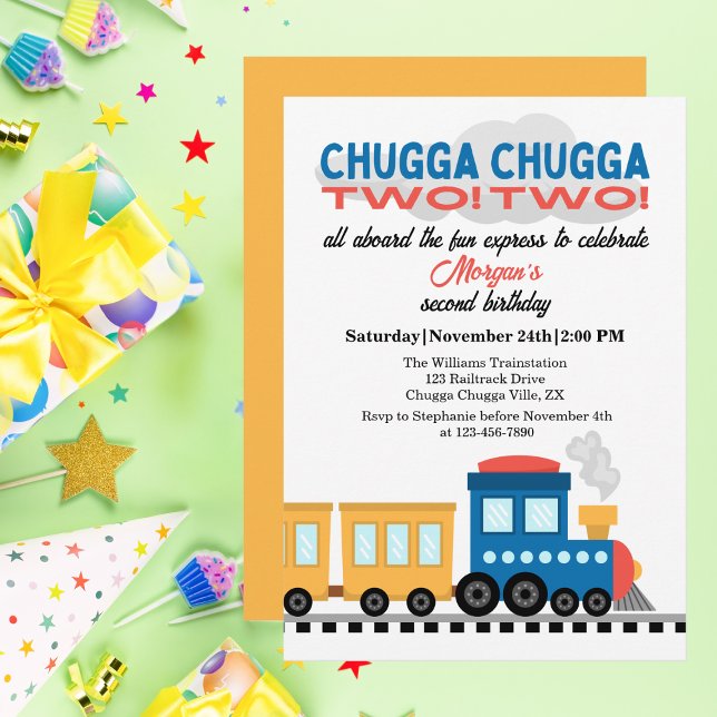2nd Birthday Colorful Cartoon Train  Invitation (Creator Uploaded)