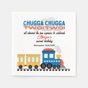 2nd Birthday Colorful Cartoon Train Napkins