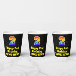 [ Thumbnail: 2nd Birthday: Colorful, Fun, Exciting, Rainbow 2 Paper Cups ]