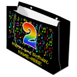 [ Thumbnail: 2nd Birthday - Colorful Music Symbols, Rainbow 2 Gift Bag ]
