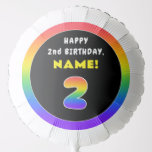 [ Thumbnail: 2nd Birthday: Colorful Rainbow # 2, Custom Name Balloon ]