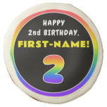 [ Thumbnail: 2nd Birthday: Colorful Rainbow # 2, Custom Name ]